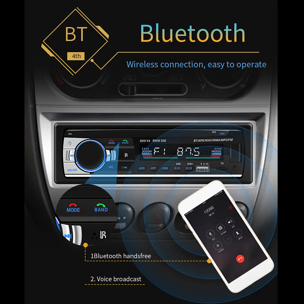 Автомобильный MP3 радио ЖК-экран Bluetooth Handsfree MP3 плеер TF карта U пластина AUX Карта двойная usb Зарядка Поддержка Android IOS