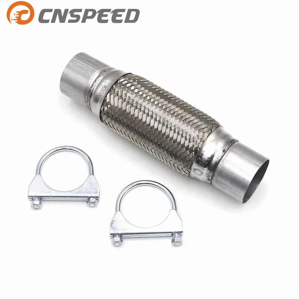 CNSPEED 2," x 8" x 1" из нержавеющей стали, автомобильная выхлопная гибкая труба, двойной Коннектор с оплеткой, пульсация, серебристый с кронштейном YC101186
