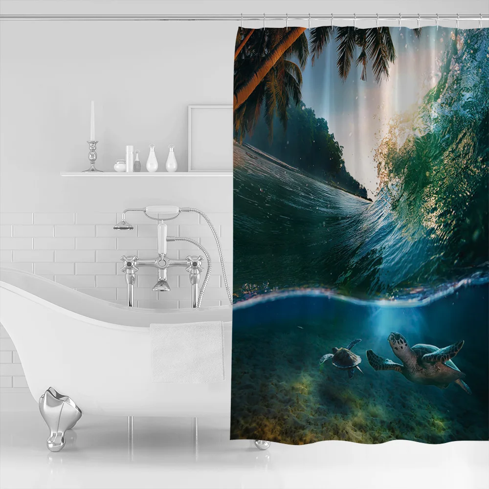 Turtle Coconut Fabric Shower Curtains Bathroom Accessories Curtain Liner Childrens Floral Girls Hotel | Дом и сад