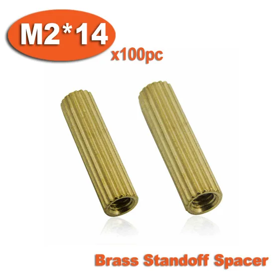 

100pcs M2 x 14mm Brass Cylinder Shaped Female Thread Nuts Standoff Spacer Pillars