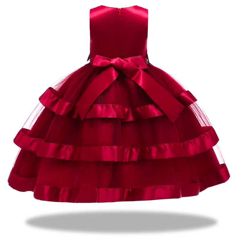 Платье с цветочным узором для девочек на свадьбу атласное кружевное платье