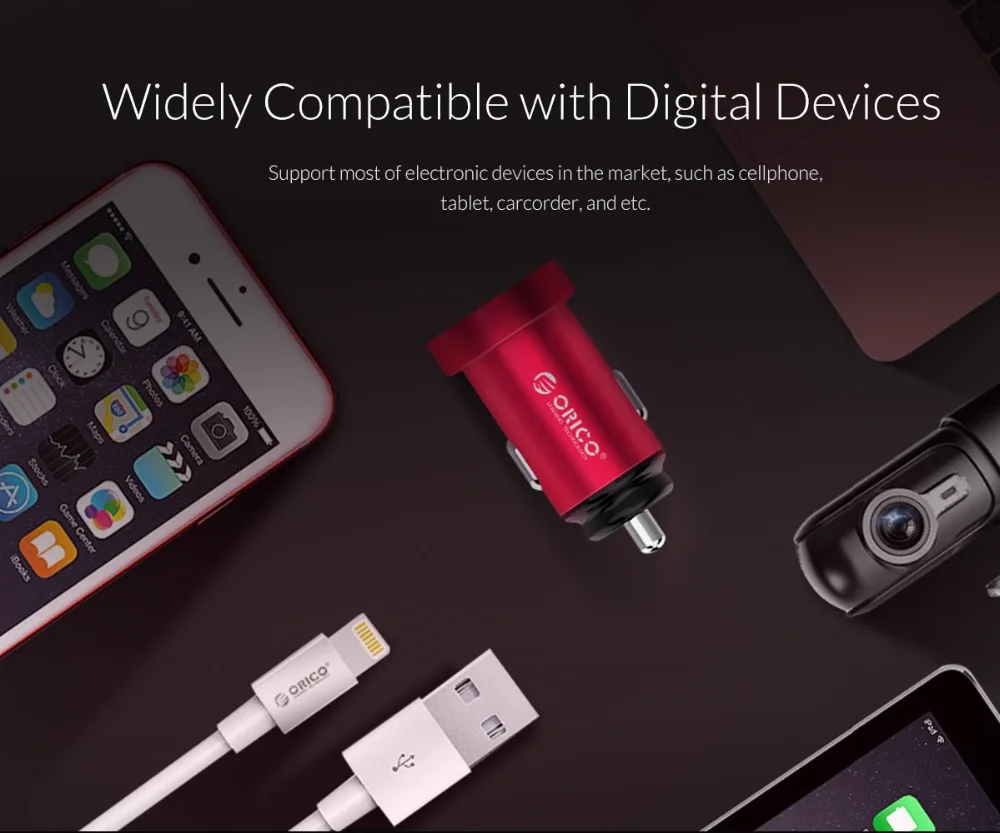 ORICO Mini Dual USB Автомобильное зарядное устройство Быстрая зарядка для iPhone X XR XS huawei Xiaomi мобильный телефон автомобильное зарядное устройство планшет gps автомобильное зарядное устройство