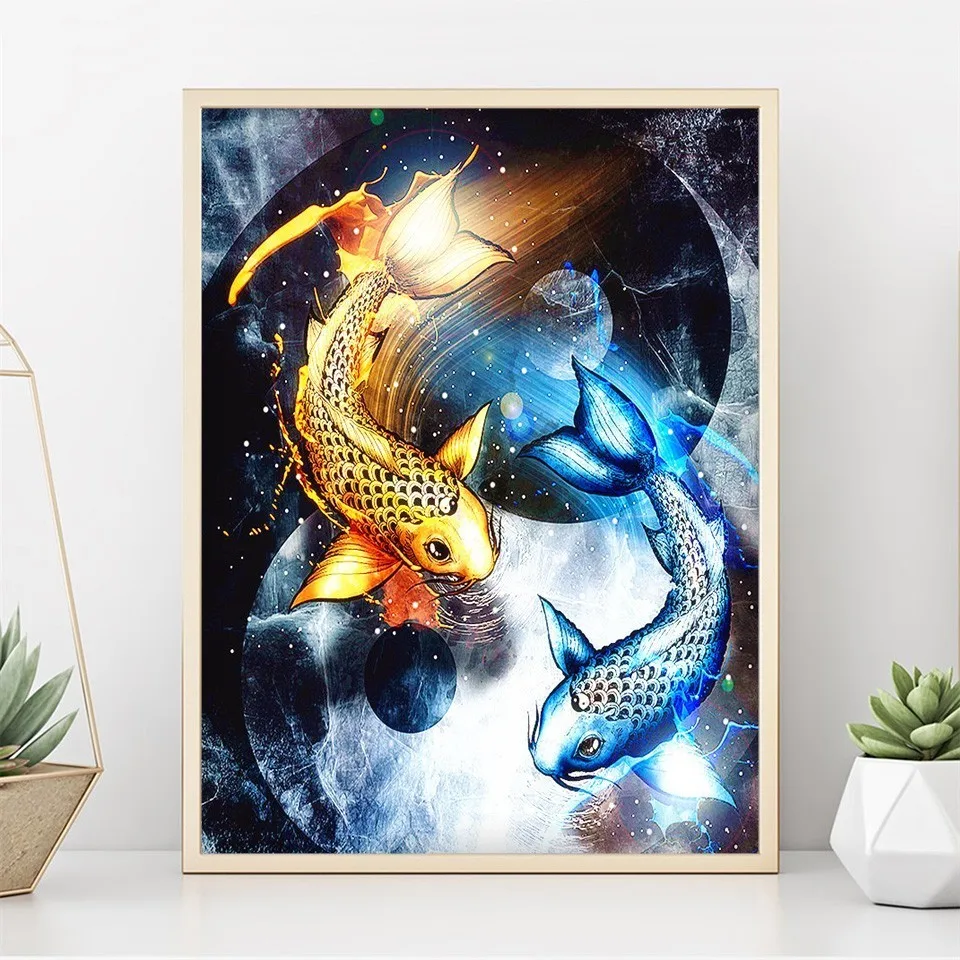 EverShine 5D DIY Алмазная мозаика полная дрель квадратная картина "карпы кои" картина Стразы Алмазная вышивка рыба домашний декор