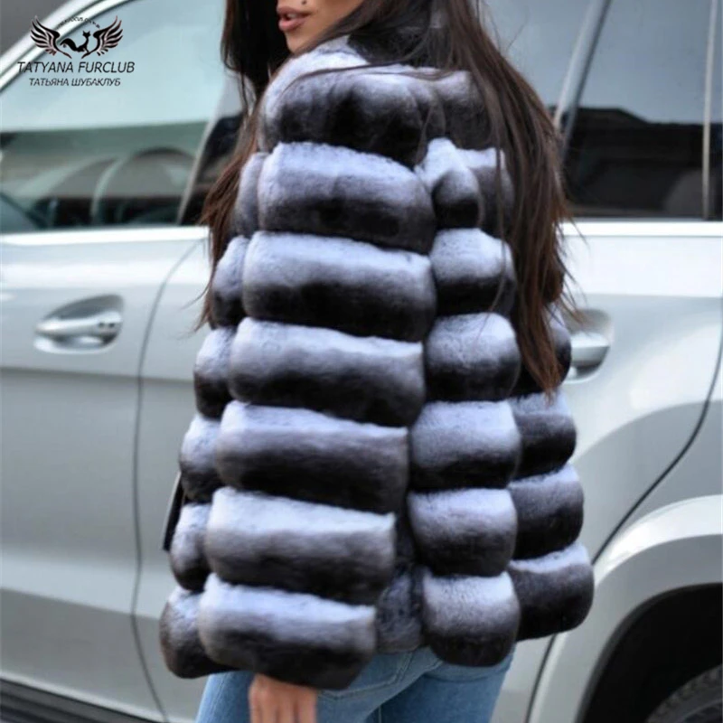 Tatyana Furclub Real Fur Coat Natural Rabbit Rex Fur Jacket 2022 New Fashion Top High Quality Black Fur Girl Winter Coat Female