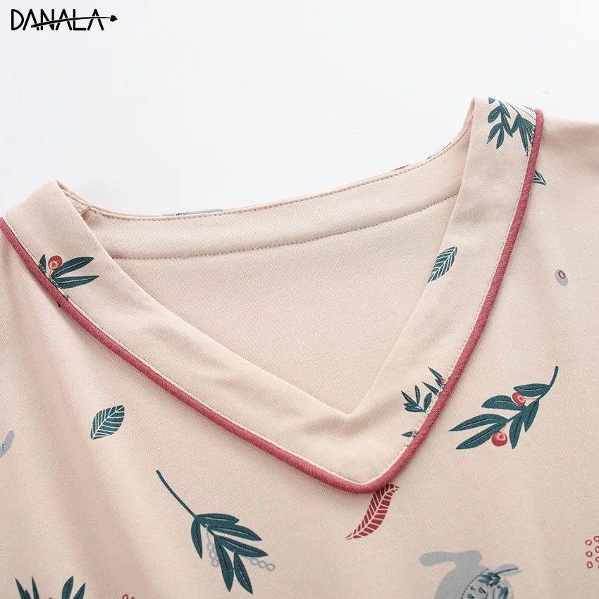 Женский пижамный комплект DANALA 100% хлопок с шортами летняя домашняя одежда |