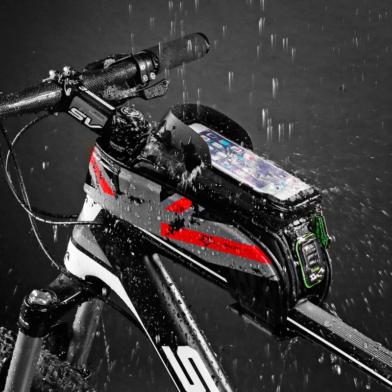 rockbros phone bicycle bike bags rainproof 5 86 0 phone case touch screen cycling bicycle bags panniers frame bike accessories free global shipping