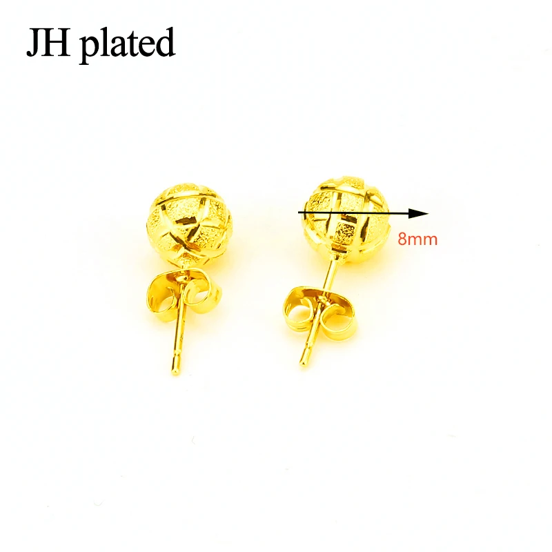 JHplated 4 мм, 6 мм, 8 мм, 12 мм, 24K серьги-гвоздики в эфиопском стиле для Ближнего Востока, африканские серьги-шарики для женщин, подарок