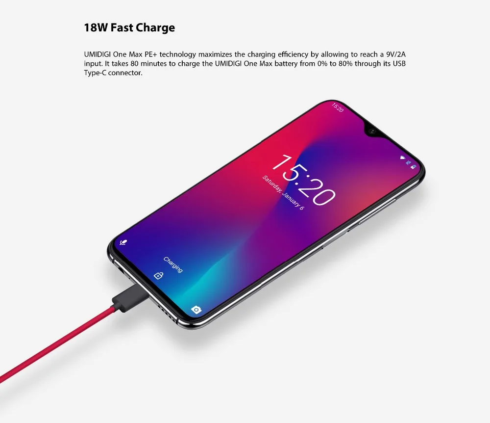 UMIDIGI One Max Global Vertion 4 Гб 128 ГБ 6," полноэкранный смартфон с функцией распознавания лица 4150 мАч NFC и беспроводной зарядкой