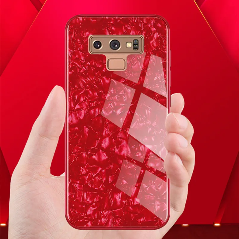 For Samsung S10 Plus Lite Note 8 Note9 Luxury Shell Tempered Glass Case Sansung S8 S9 S8Plus S9Plus Back Cover Capas |