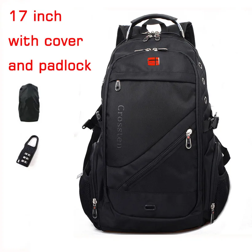 17 with cover lock Многофункциональный швейцарский рюкзак Crossten 17," с USB зарядным портом для ноутбука, школьный водонепроницаемый рюкзак, Вместительная дорожная сумка Mochila - Цвет: 17 with cover lock