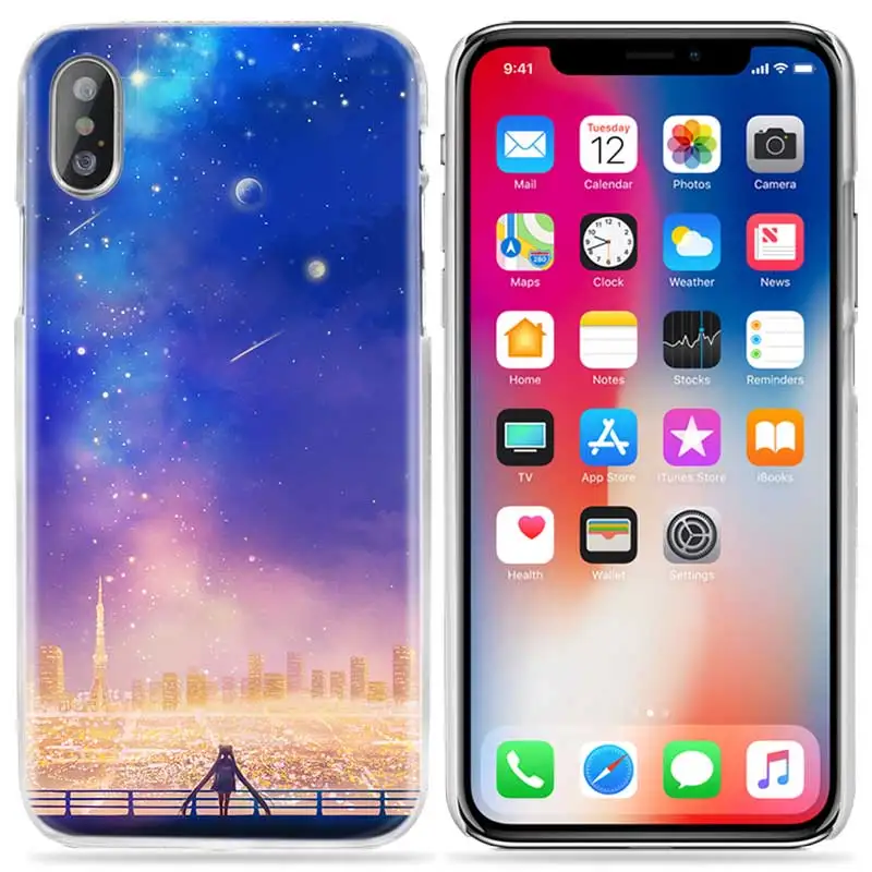01 Чехол Sailor Moon Kawai для iPhone XS Max XR X 10 7 7 S 8 6 6 S Plus 5s SE 5 4s 4 5C Прозрачный жесткий пластиковый чехол для телефона аниме Coque - Цвет: 01