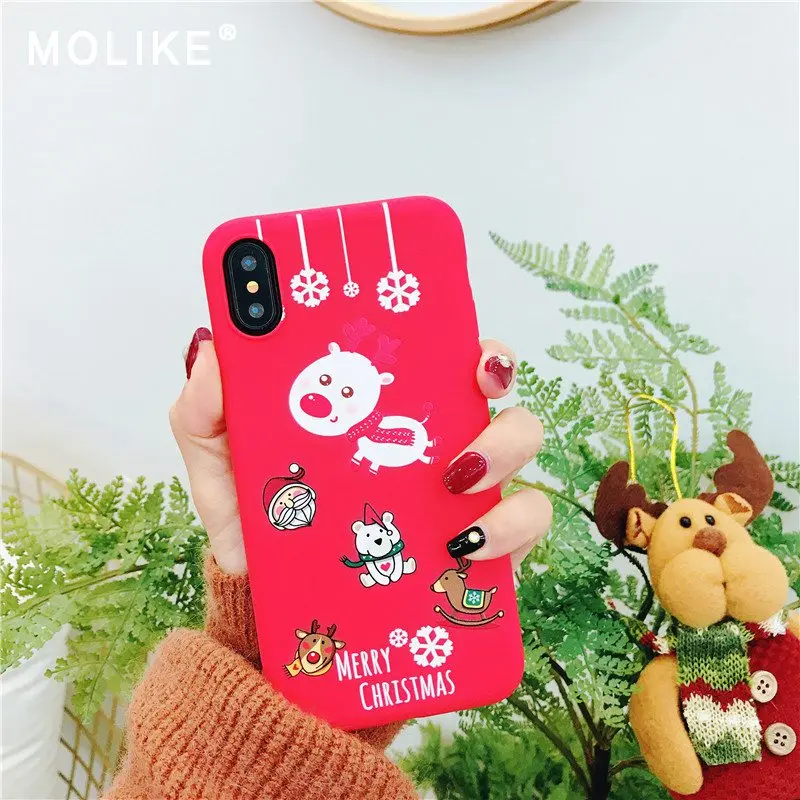 MOLIKE Phone Case For iPhone 6 S 6s 7 8 Plus X XR XS Max Cute Cartoon Christmas Soft TPU 5 5S SE Cover Coque |