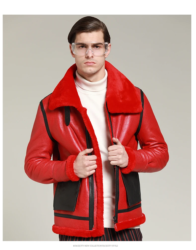 Пальто с мехом Для Мужчин's Shearling куртка B3 летная куртка короткой меховой кожаный жакет импортируется из шерсти из Австралии Для мужчин из овчей солнцезащитные очки-авиаторы