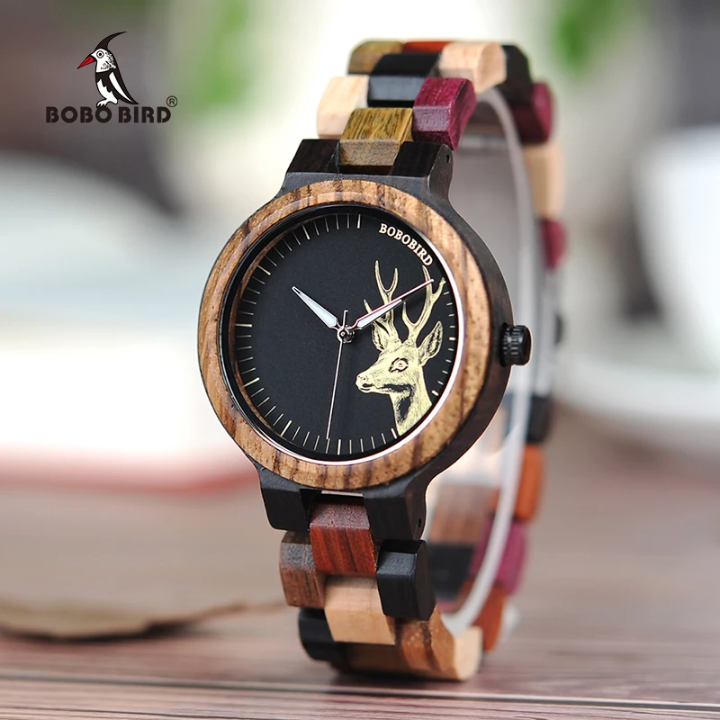 Часы BOBO BIRD V P14 с цветным деревянным ремешком кварцевые часы циферблатом для