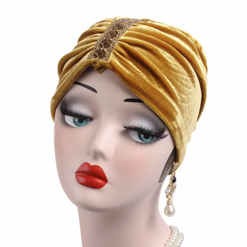 Женские шапки 2017 Новый стиль мягкая бархатная Кепка Химо тюрбан шапка Твердые
