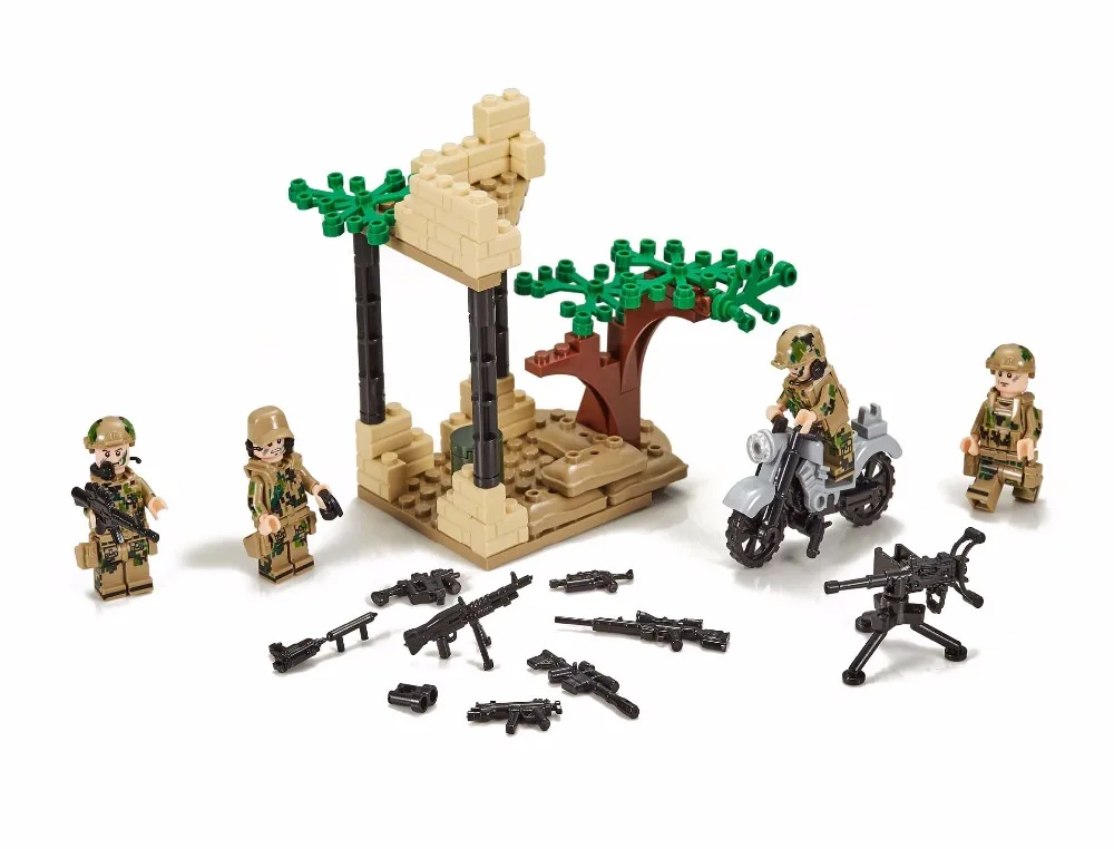 WW2 солдаты армия пустыни фигурки оружие транспортных средств военные