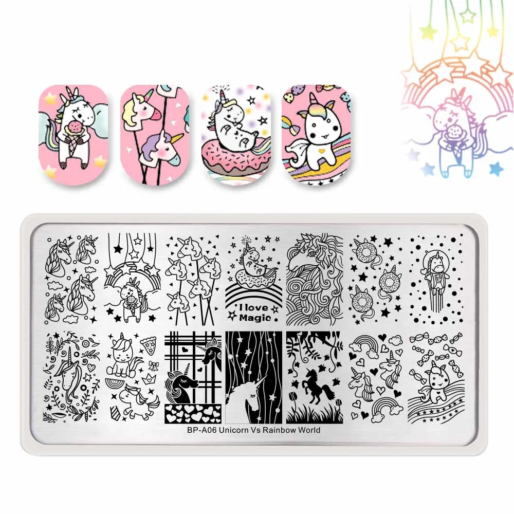set1 BORN PRETTY ногтей штамповки пластины мульти-узоры прямоугольный, для нейл-арта штамп шаблон изображения трафареты художника Сделай Сам ногти маникюр - Цвет: set1