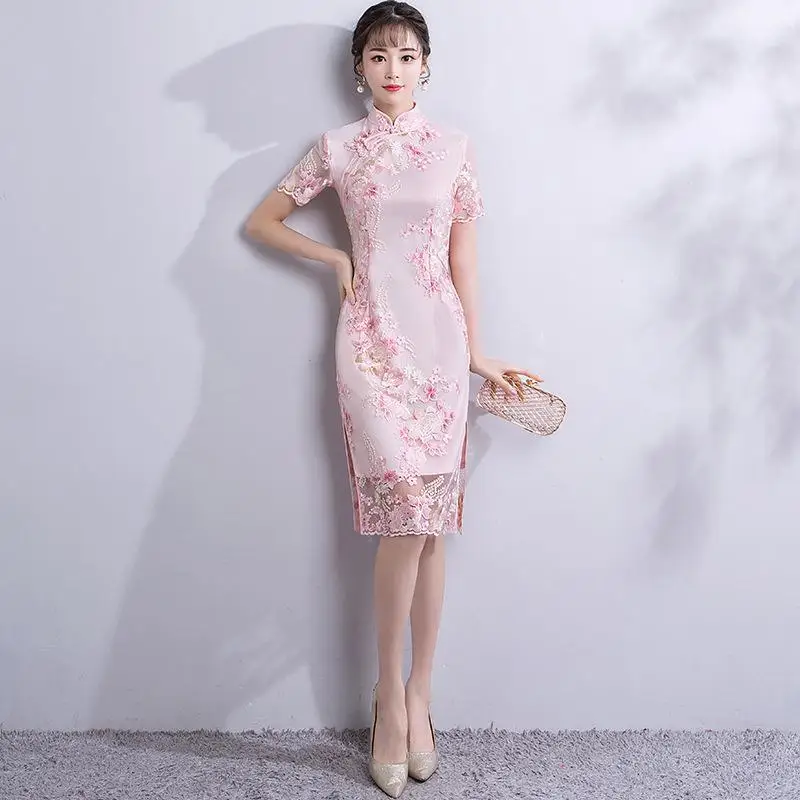 Style 6 Красное традиционное китайское свадебное платье для невесты улучшенное женское платье с цветочной вышивкой Cheongsam Vestidos элегантное тонкое Qipao XS-XXL - Цвет: Style 6