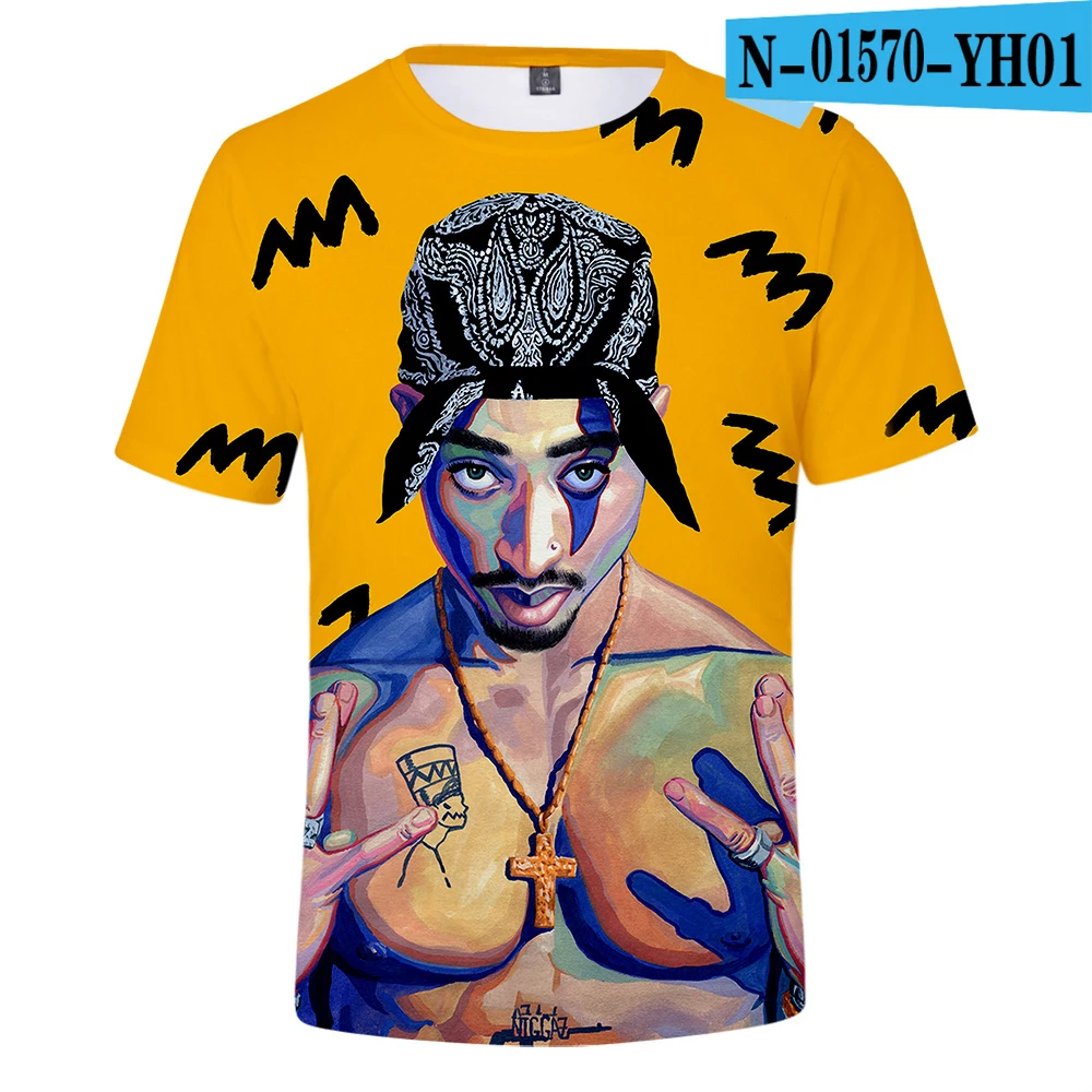 N01570 Мужская одежда 2pac принт 3d футболка для мужчин короткий рукав o-образным вырезом Makaveli хип хоп Swag Harajuku уличная футболка - Цвет: N01570