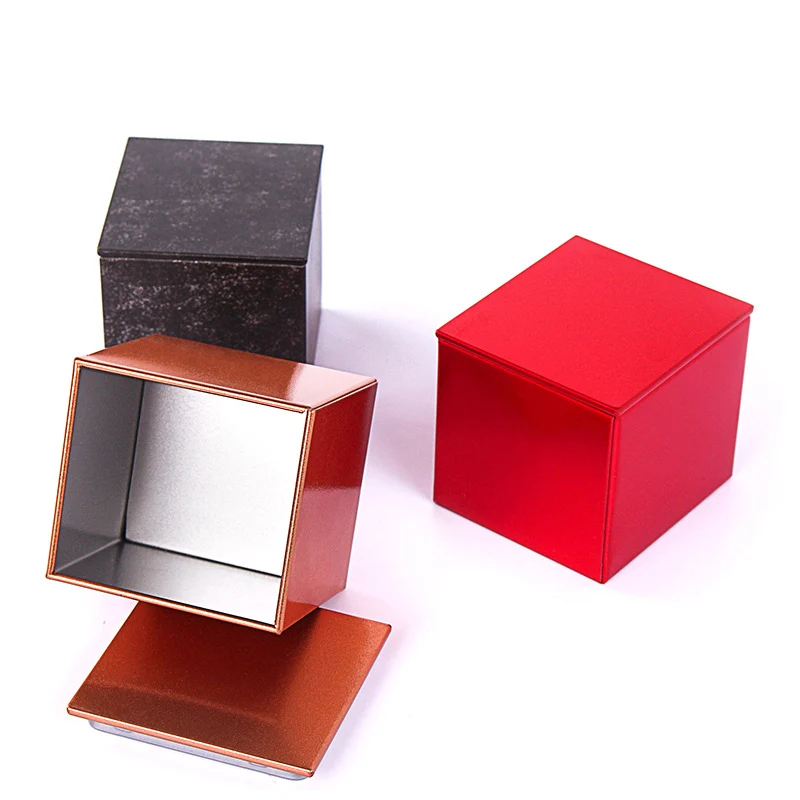 12pcs Metal Storage Box Tin Jar Square Scrub Tea Box Organizer Wedding Christmas Birthday Gift Boxes Small Things Container