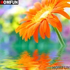 Алмазная живопись HOMFUN оранжевый цветок, алмазная вышивка с полными квадратнымикруглыми стразами, 5D сделай сам, вышивка крестиком, декоративный подарок, A17184