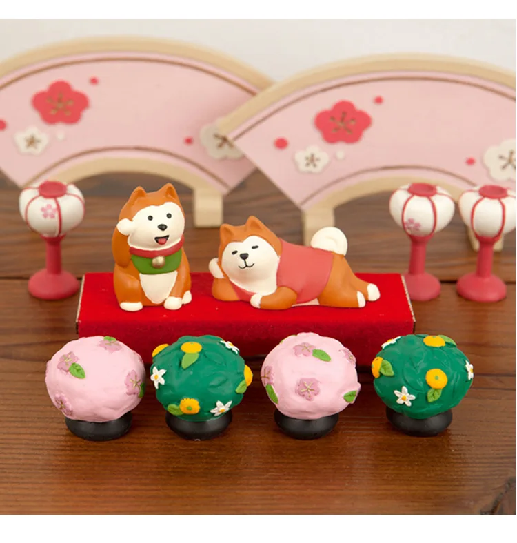 Японский каваи мультфильм Maneki neko талисман Шиба ину кролик Королевское свадебное украшение семья вечерние sakura экран миниатюрная фигурка