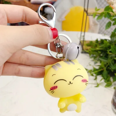 2019 милый маленький желтый брелок с котом из мультфильма сделай сам мужской и