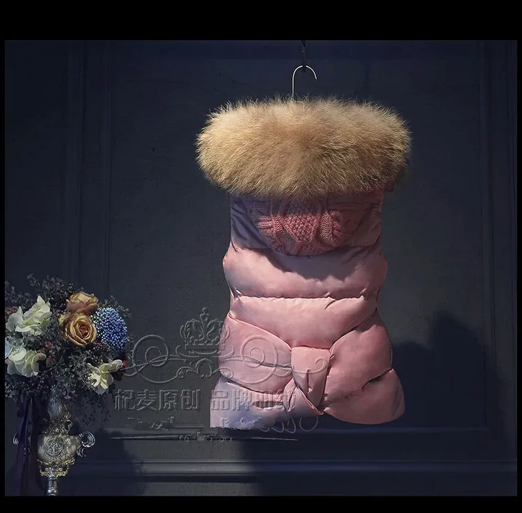 Большой Мех животных капюшоном 2017 зимняя куртка Для женщин Подпушка жилет Куртки