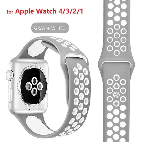Спортивный ремешок для iWacth 4 44 мм 40 мм силиконовый ремешок для Apple Watch 1 2 3 4 42 мм 38 мм 44 мм 40 мм браслет ремешок+ защита экрана - Цвет: 6