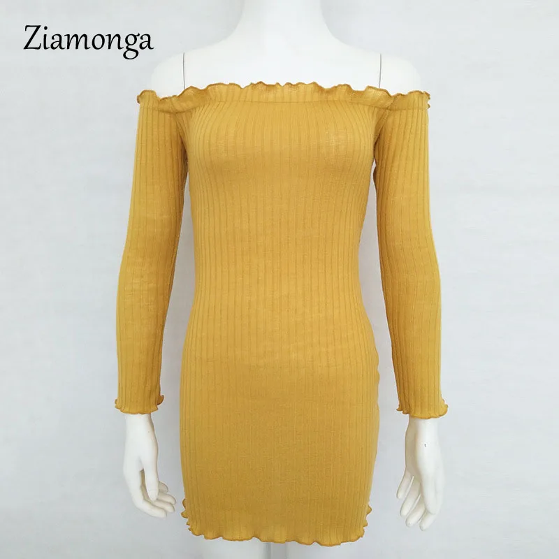 Ziamonga Для женщин сексуальная с плеча без бретелек облегающее трикотажное платье
