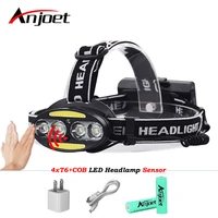 6 led headlamp headlight cree xml t6 cob ir infrared induction head rechargeable flashlight torch usb rechargeable 18650 battery