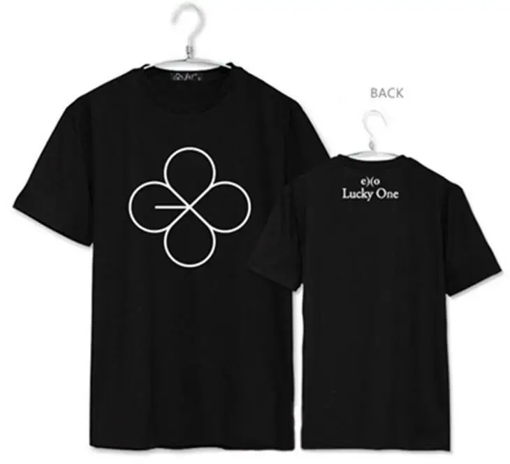 Футболка с круглым вырезом и коротким рукавом принтом клевера|Футболки| |