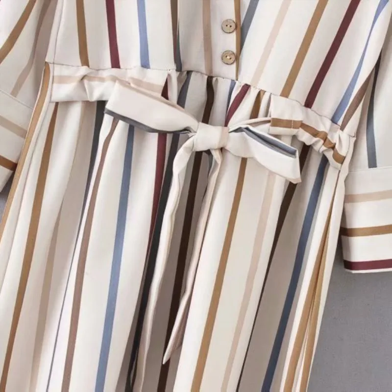 Женское элегантное Полосатое платье с бантом и поясом сексуальное офисное v