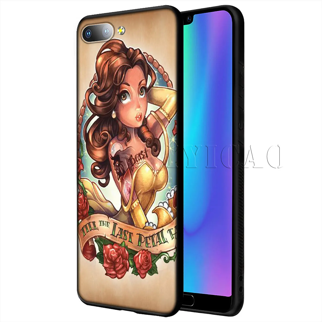 IYICAO Tattooed princess Alice Ariel love Soft Case for Huawei Y9 Y7 Y6 Prime 2019 Honor 20 8C 8X 8 9 9X 10 Lite 7C 7X 7A Pro |