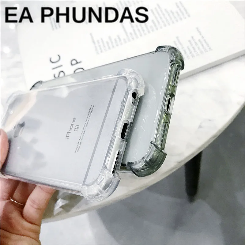 Luxury Transparent Four Corners Anti-knock phone Cover For iPhone 5 7 6 6S 8 Plus X Case Soft Silicone Full protect Coque Fundas |