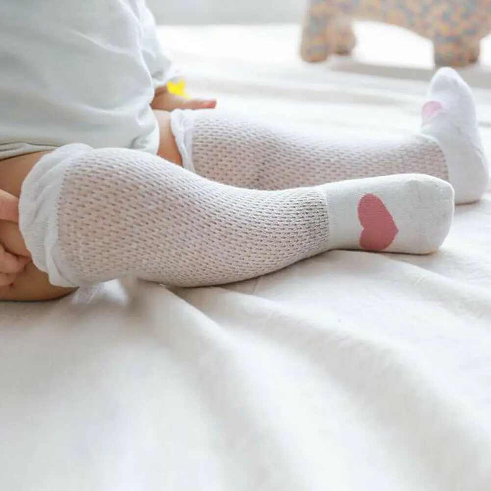 Лето 2019 белые колготки для маленьких девочек высокие Хлопковые сетчатые дышащие