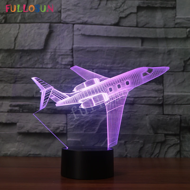 Самолет LED ночник 3D оптическая лампа 7 цветов Новинка огни для гостиной украшения