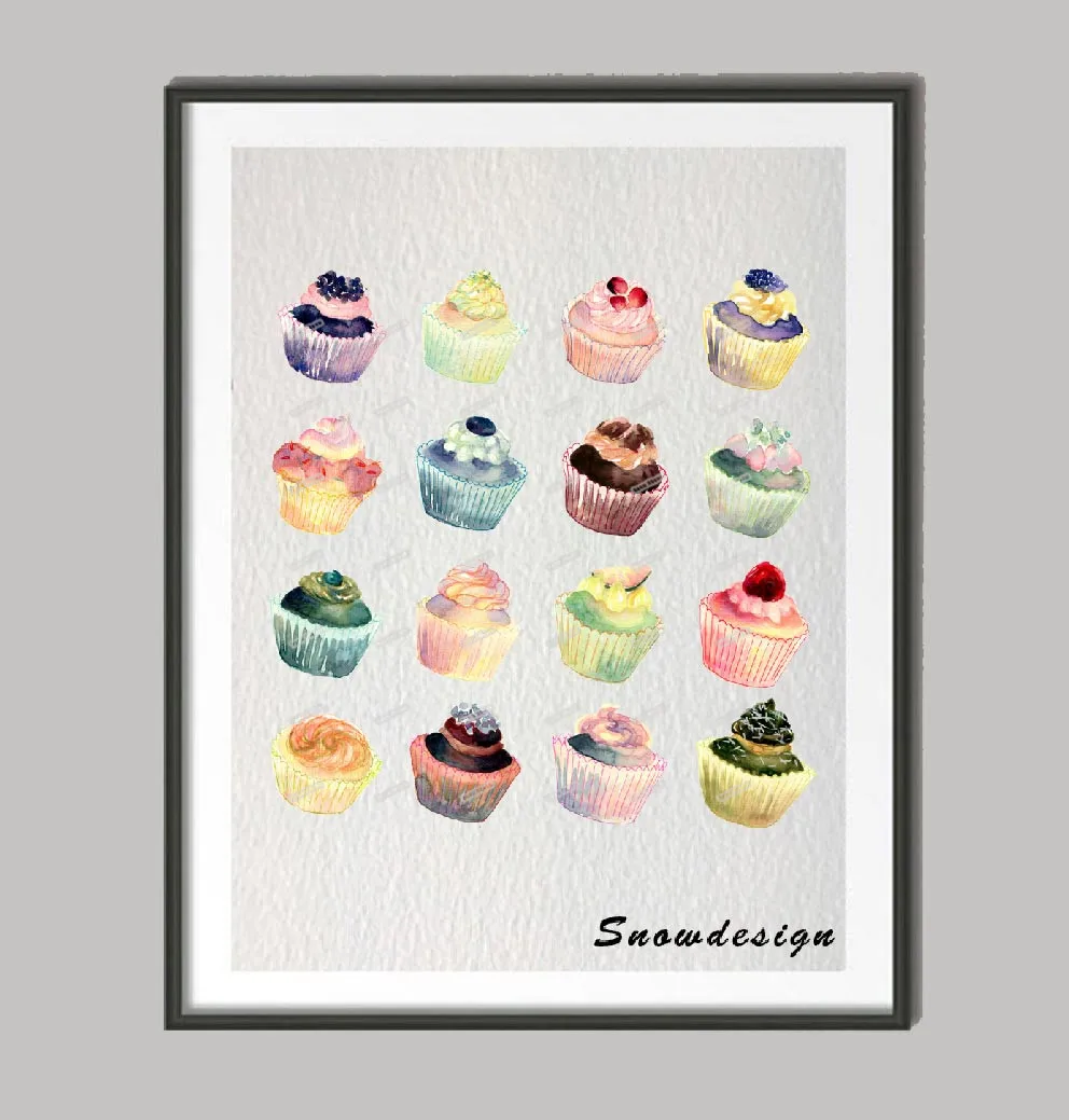 Рисунок кексов Rikivity на холсте современный настенный художественный постер
