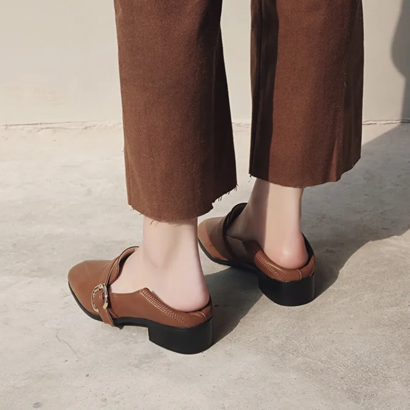 plus size 34-43 fashion Spring Autumn Vintage Casual shoes loafers comfortable women Soft Loafers Buckle Ladies Flats Slip-on