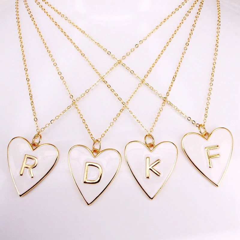 6 шт. женские Эмалированные ожерелья с подвесками в форме сердца позолотой