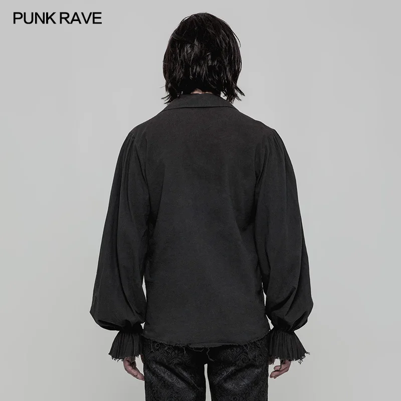 Панк RAVE Для мужчин рубашка стимпанк свободная версия блочек Drawstring дизайн
