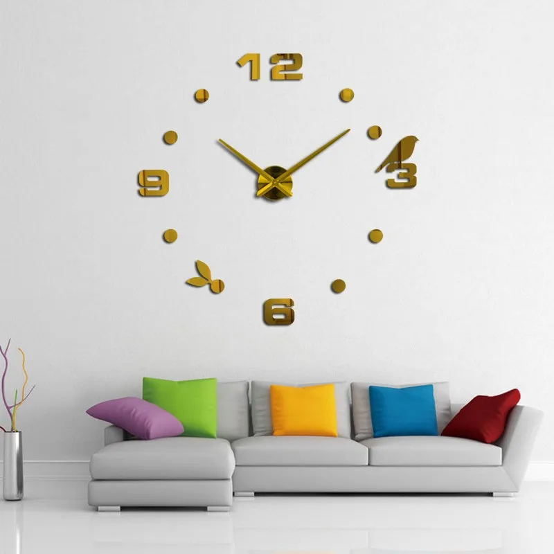 Стильные минималистичные настенные часы для гостиной DIY зеркальные креативные