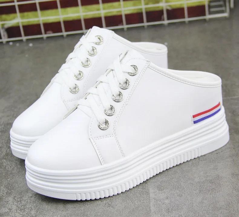 

Spring And Summer Flat Bottomed White Shoes Women's Korean Version Of Casual White Shoes Girl's 7CM Hidden Heel Sneakers