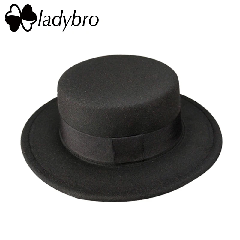 015 Ladybro, имитация шерсти, шляпа для мужчин, плоская шляпа для женщин, фетровая шляпа с широкими полями, фетровая шляпа, женская кепка, Женская кепка, шляпа для женщин - Цвет: 015