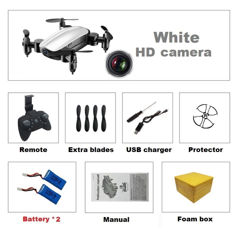 White 0.3MP 2B F Teeggi T10 мини-Дрон с/без камеры HD складной Радиоуправляемый квадрокоптер высота удержания вертолет WiFi FPV Микро Карманный селфи Дрон - Цвет: White 0.3MP 2B F