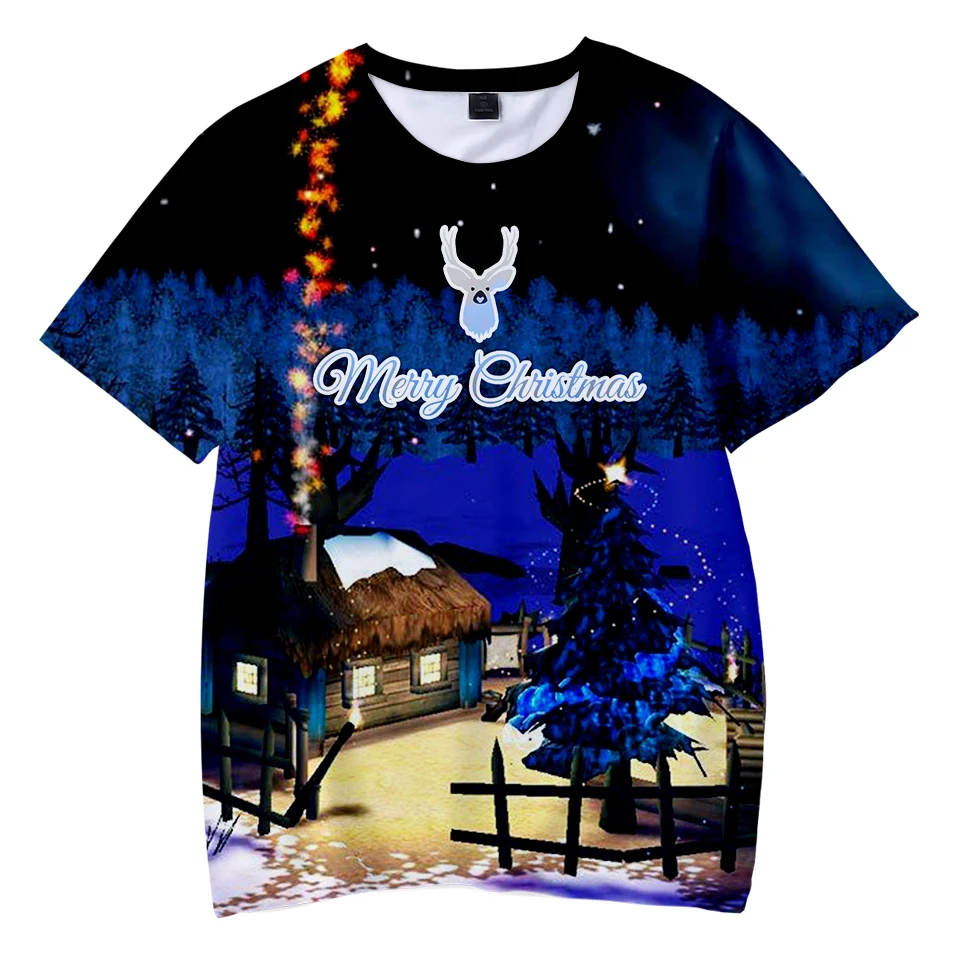 Рождественские летние детские футболки с 3D принтом Новинка 2018 года модные