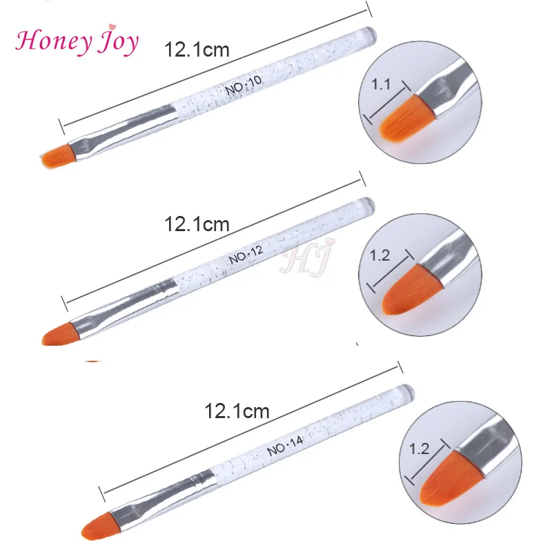 7PCS Nail Brushes Acrylic Flat UV Gel Builder Brush Art Tips Painting Pen Glitter Handle Design Salon DIY Tool | Красота и здоровье
