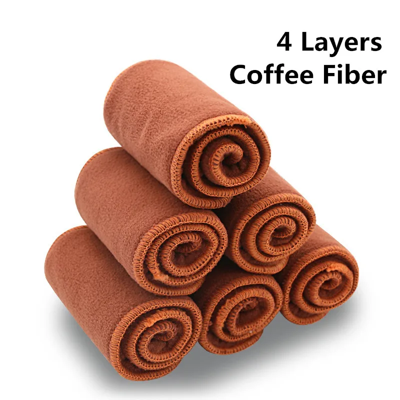 1 pc coffee fiber Детские Тканевые вкладыши в Подгузники Новорожденные Многоразовые моющиеся бамбуковые фибра; микроволокно подгузники для детских подгузников крышка дропшиппинг - Цвет: 1 pc coffee fiber