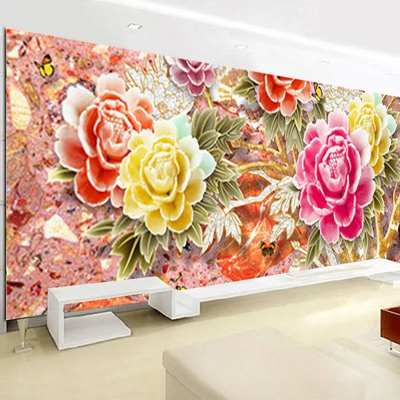 Красочный камень цветок DIY полный из полимера круглая алмазная живопись