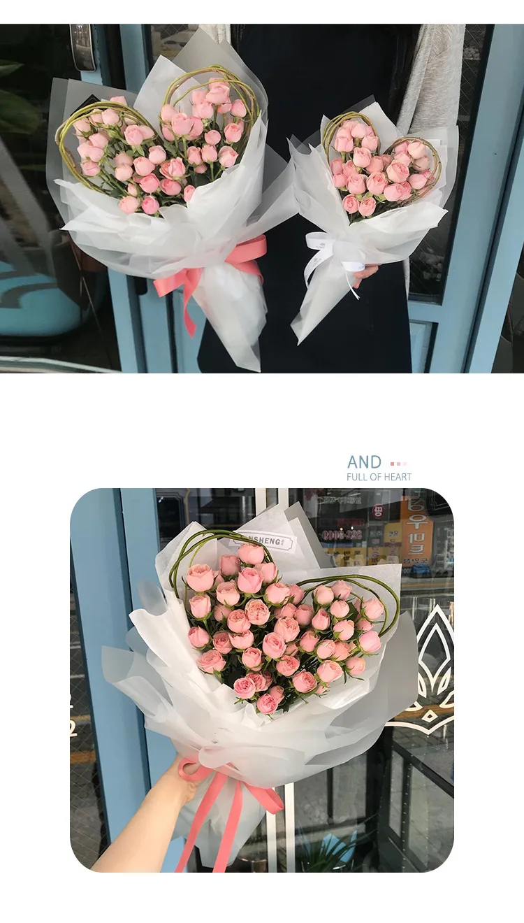 2pcs Love Shape Natural wicker DIY Flower wreath Material Flower Wrapping Supply Wedding Decoration Home Decor